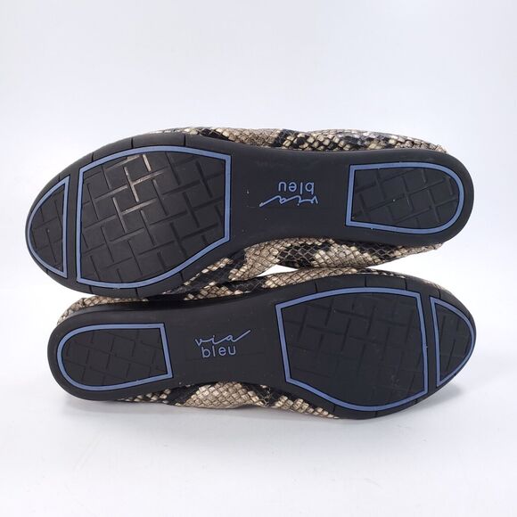 Via Bleu Heleiia Casual Slip On Ballet Flats Womens Size 7.5 Beige Snakeskin - Picture 7 of 9